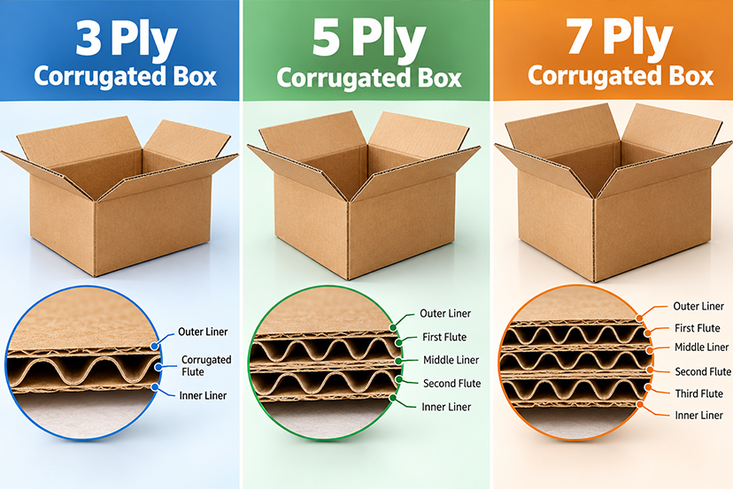 3 Ply vs 5 Ply vs 7 Ply Corrugated Boxes: What's the Difference?